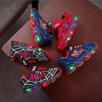 Children's sports light-up sneakers with a popular superhero motif