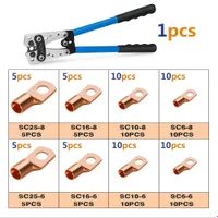 1 Set of Tools for Pressing Copper Cable Clamps, HX-50B 10-1 AWG S 60 Pieces of Copper Ring Clamps, 8 Sizes of Cable Clamps