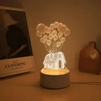 Lampă decorativă LED 3D cu motivul casei cu baloane