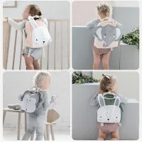 Cute travel fabric baby backpack with animal applique