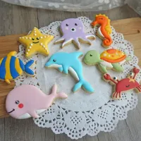 Set 8 decorațiuni pentru prăjituri - Creaturi marine