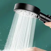 Shower head with 6 modes - black, round