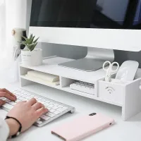 Multifunctional computer monitor stand with shelf