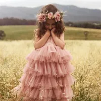 Dívčí moderní družičkovské šaty se šifónovou sukní