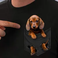 Stylish T-shirt with dog print in the pocket