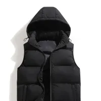 Men's Solid Puffer Vest with Hood in autumn and winter