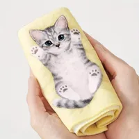 Cute quick-drying towel with cat motif - ultra-wearing and light