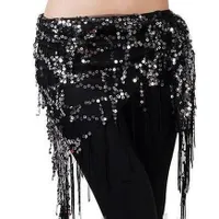 Abdominal dance scarf with fringes and sequins