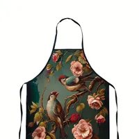 Stylish male apron with a motif of birds and flowers