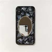 Diamonds Oval Mirror Black Transparent Cover for Iphone