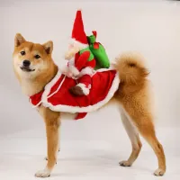 Costum de Crăciun amuzant pentru motocicliști pentru câini și pisici - vestă călduroasă pentru câini și pisici mici