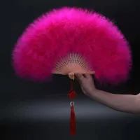 Luxury fan made of fine feathers with decorative ties - various colour variants Marie