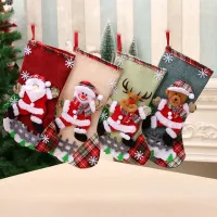 1 db Karácsonyi harisnyák nyomtatással Hóember, Mikulás, Elka vagy Medve