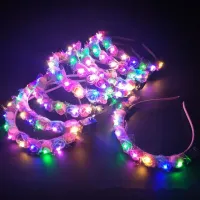 LED light party headband decorated with roses