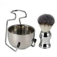 3v1 shaving set with artificial dachshund hooker, stainless steel soap bowl and hooker stand - For men