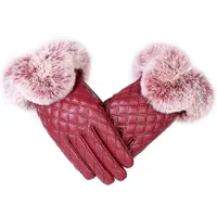 Women's leather gloves with fur