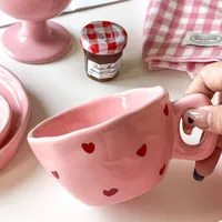 Cup with theme "Love" - pink, 216 ml, ceramic mug