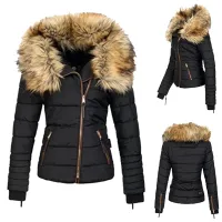 Luxury winter jacket for women with fur around the neck