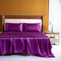 Luxury sleep in silk: 4-piece set of sheets made of imitation silk - Cool touch, soft mood