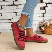 Women's retro sneakers with round toe, slip-on shoes in contrast color, comfortable all-day shoes