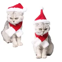 Świąteczny kapelusz z słodkim szalikiem dla kotów
