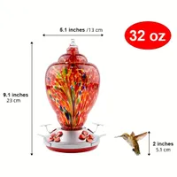 Feeding for Hummingbirds - Hand blown glass, 32 Oz