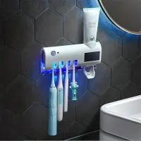 Suport multifuncțional automat pentru periuțele de dinți pe perete cu dozator de pastă de dinți - fără găurire