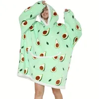 Pătură purtabilă cu glugă cu model de avocado pentru femei și bărbați