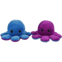 Reversible plush octopus with changing expression