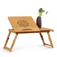Wooden folding table for laptop
