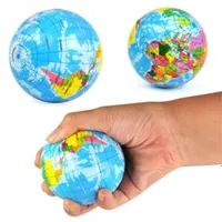 Modern antistress ball made of foam with the theme of the globe