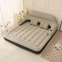Inflatable mattresses with a support and pump, including a pillow