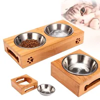 Dog bowls with wooden stand