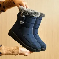 Women's winter waterproof snow boots with plush