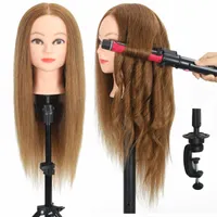 Hairdresser head with 100% real hair, human hair, hairdresser, beauty and training purposes, with free holder