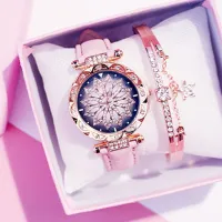 Luxurious women's watch with glitter and bracelet