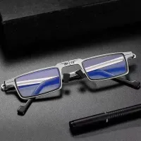 Metalowe, nowoczesne, składane okulary do czytania ze szkłem chroniącym przed niebieskim światłem