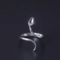 Women's elegant silver ring in the shape of a snake