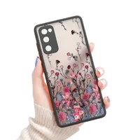 Transparent cover with a motif of pink meadow flowers on Samsung A14