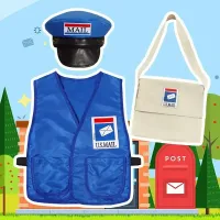 Child costume in delivery courier - postman