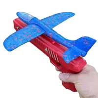 Avion cu lansare cu pistol - Avion din spumă cu pistol de plastic pentru copii, Jucărie de exterior pentru copii 34 cm