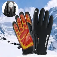 Velvet gloves for winter with zipper, waterproof, windproof, touch screen for outdoor cycling and skiing