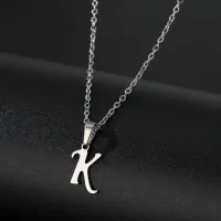 Collier avec lettre en acier - Pendentif avec lettre en acier inoxydable