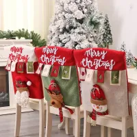 Husă de scaun de Crăciun cu motiv 3D Santa Claus și cerb