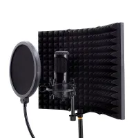 Studio de înregistrare vocală portabil: Izolare fonică cu spumă fonoabsorbantă și ecran de eliminare pentru microfon