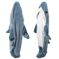 Children's and adult pajamas with shark motif in the form of a sleeping bag and cozy blanket made of high quality material - for sweet dreams and relaxation.