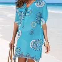 Rochie de plajă pentru femei cu imprimeu