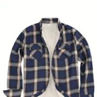 Men's warm flannel shirt jacket in retro style with collar, button-on and chest pocket - for autumn and winter