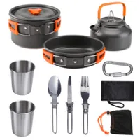 Camping utensils with stainless steel cutlery set for 1 person
