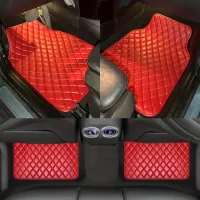 Tapis de voiture en cuir rouge de luxe - Accessoire stylé et durable pour chaque voiture